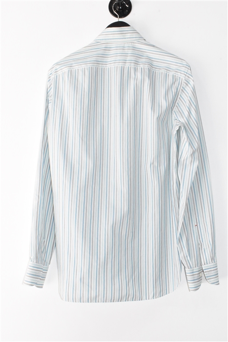 Blue Stripe Isaia Button Shirt, size M