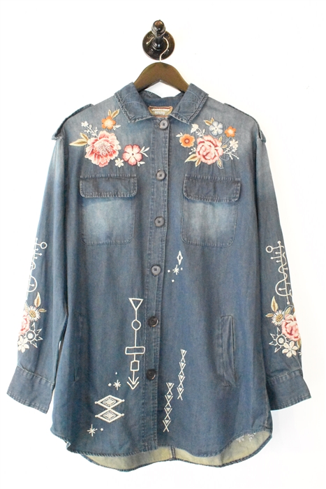 Faded Denim Johnny Was Denim Shirt, size M