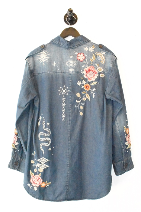 Faded Denim Johnny Was Denim Shirt, size M