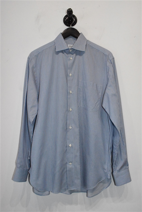 Blue Stripe Armani Collezioni Button Shirt, size M