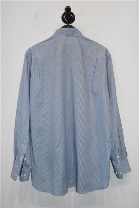Blue Stripe Armani Collezioni Button Shirt, size M