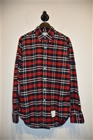 Red Check Thom Browne Button Shirt, size L