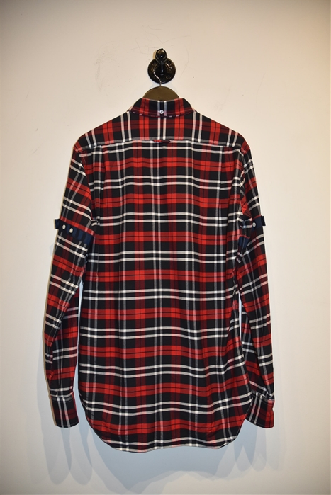 Red Check Thom Browne Button Shirt, size L