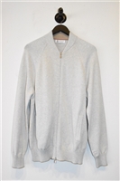 Light Silver Brunello Cucinelli Zippered Sweater, size XL