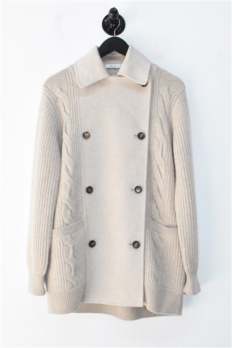 Sandy Beige Max Mara Sweater Jacket, size M