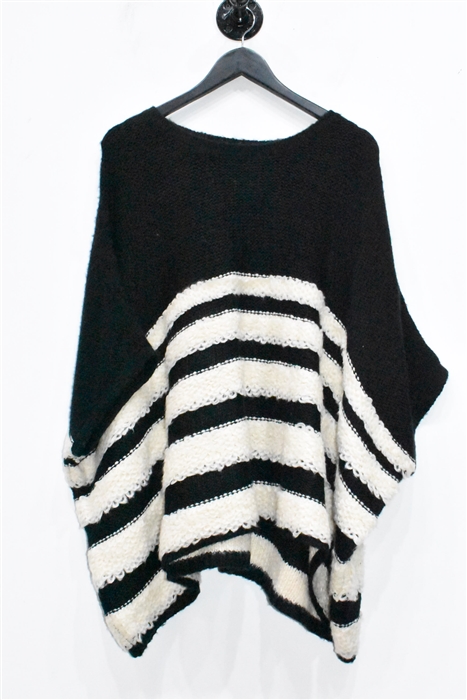 Black & Cream Eileen Fisher Poncho, size XL