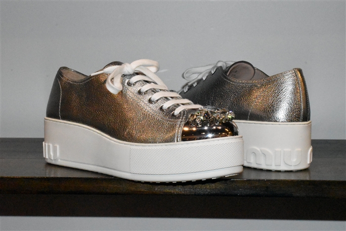 Metallic Silver Miu Miu Sneaker, size 9