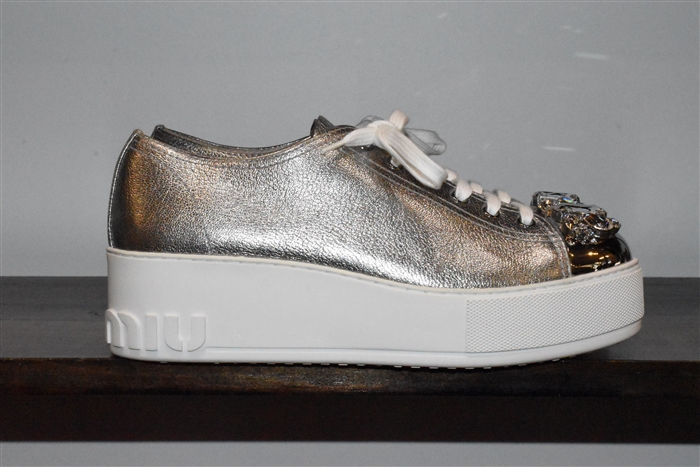 Metallic Silver Miu Miu Sneaker, size 9