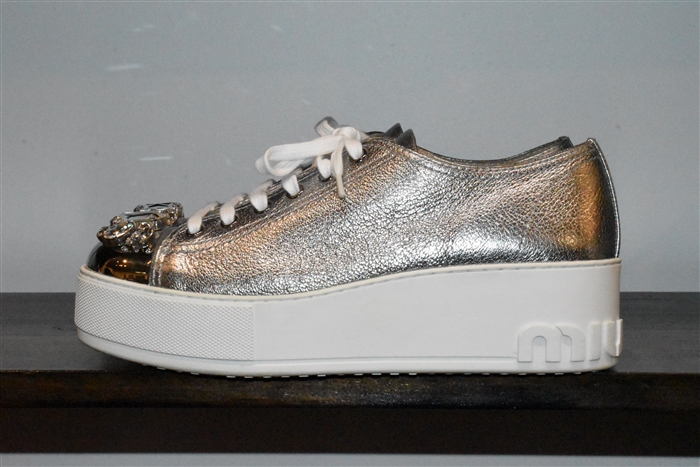 Metallic Silver Miu Miu Sneaker, size 9