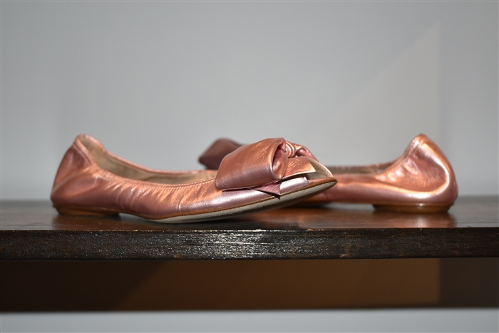 Metallic Pink Valentino Ballet Flats, size 8