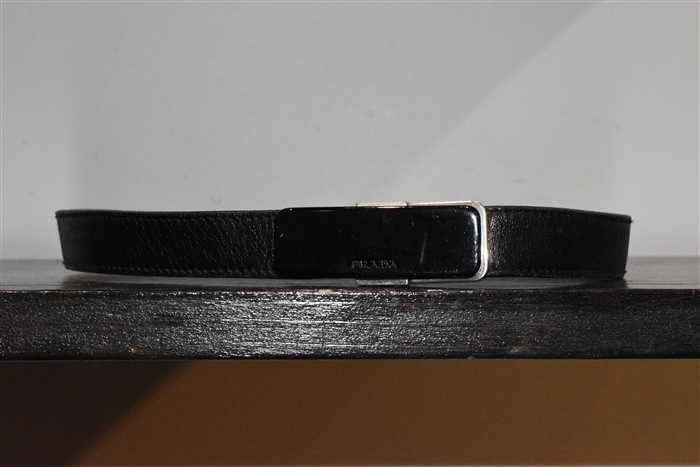 Black Leather Prada Belt, size S