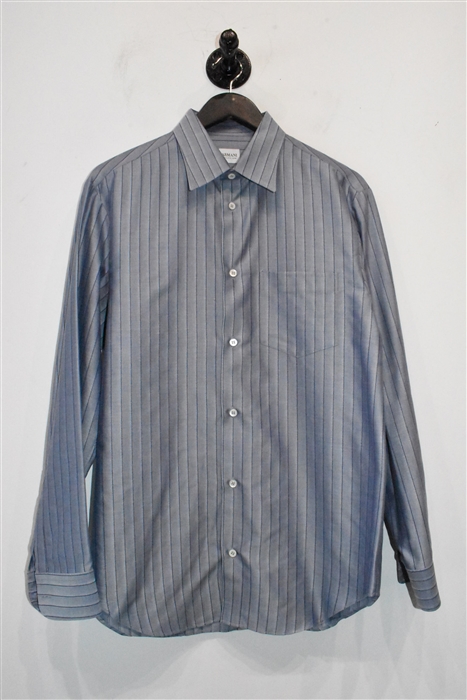 Blue Stripe Armani Collezioni Button Shirt, size M