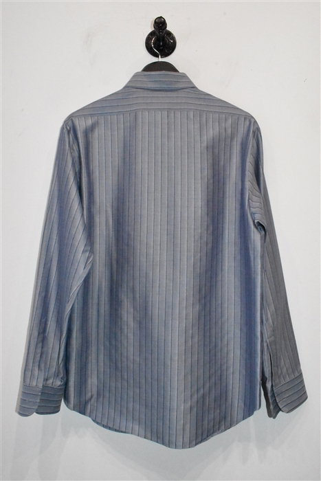 Blue Stripe Armani Collezioni Button Shirt, size M