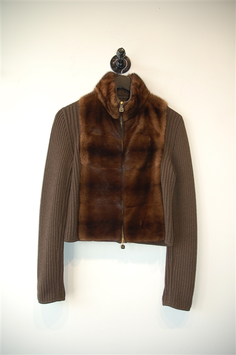 Chocolate Fendi Zippered Sweater, size S