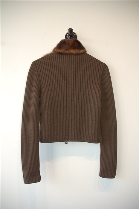 Chocolate Fendi Zippered Sweater, size S