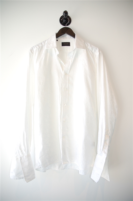 Bright White Duchamp Button Shirt, size L