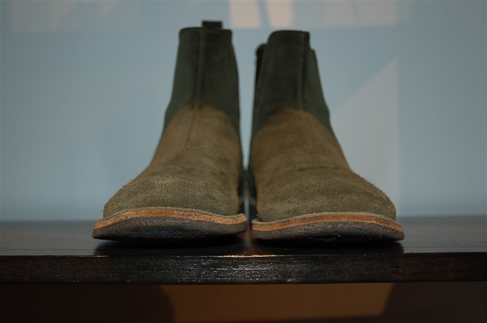 Military Green Bottega Veneta Chelsea Boots, size 10.5