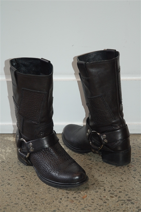 Black Leather Miu Miu Boots, size 10
