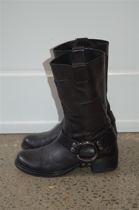 Black Leather Miu Miu Boots, size 10