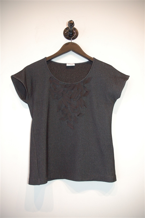Black Denim Akris - Punto Short-Sleeved Top, size 10