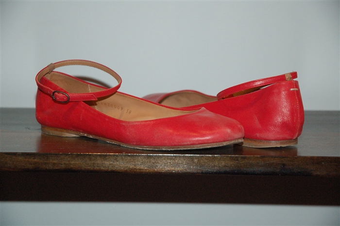 Coral Red Maison Margiela Ballet Flats, size 8