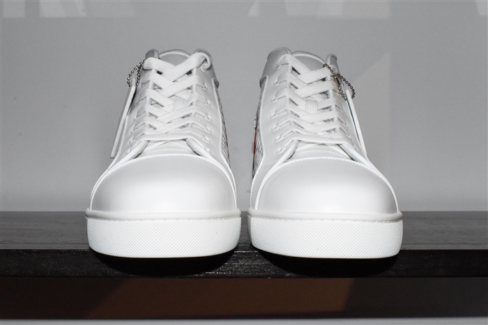 White Leather Christian Louboutin High-Top Sneakers, size 11.5