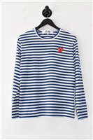 Blue Stripe Comme Des Garcons - Play T-Shirt, size M