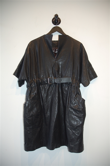 Black Leather Sarah Pacini Leather Dress, size M