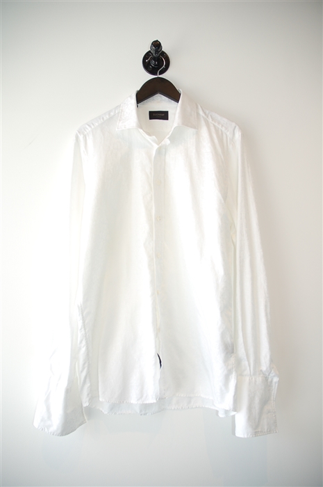 Bright White Duchamp Button Shirt, size L