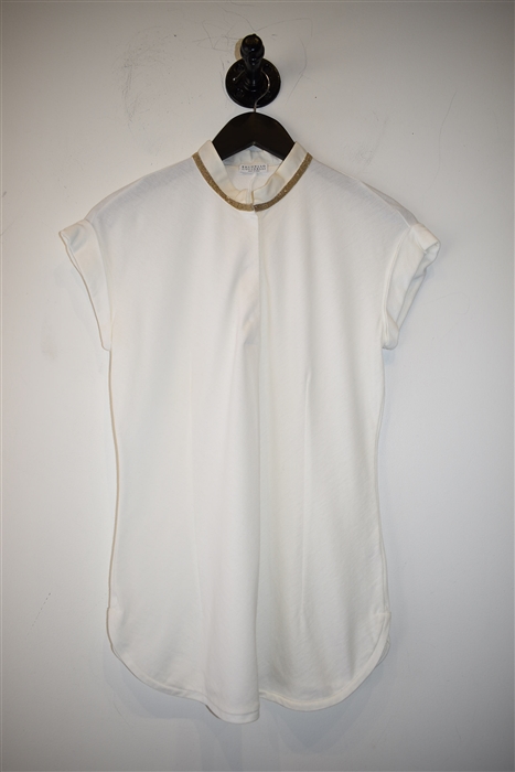 Soft White Brunello Cucinelli Cap-Sleeve, size M