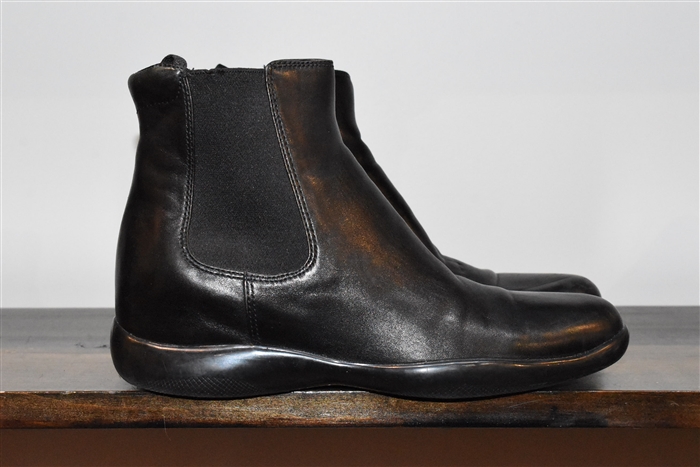Black Leather Prada Chelsea Boots, size 8