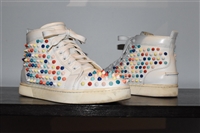 White Leather Christian Louboutin High-Top Sneaker, size 5