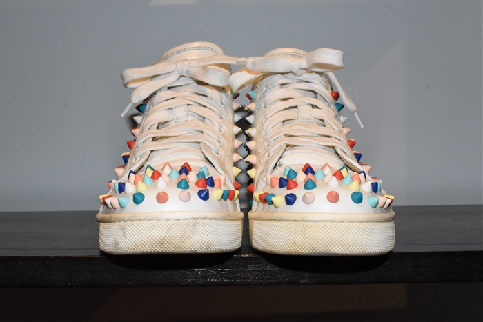 White Leather Christian Louboutin High-Top Sneaker, size 5