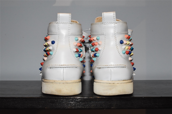 White Leather Christian Louboutin High-Top Sneaker, size 5