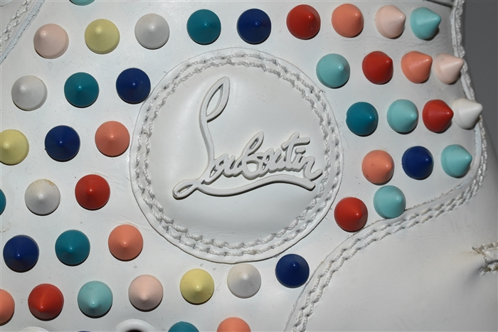 White Leather Christian Louboutin High-Top Sneaker, size 5