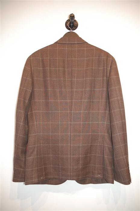 Brown Check Brunello Cucinelli Sport Coat, size 40