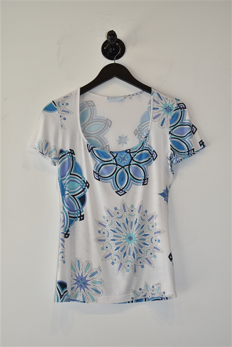 White & Blue Emilio Pucci Short-Sleeved Top, size S