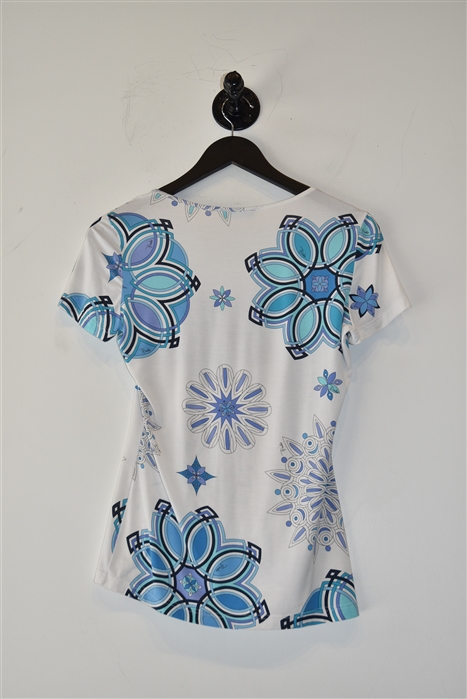 White & Blue Emilio Pucci Short-Sleeved Top, size S