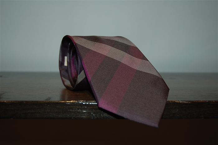 Purple Check Burberry Tie, size O/S