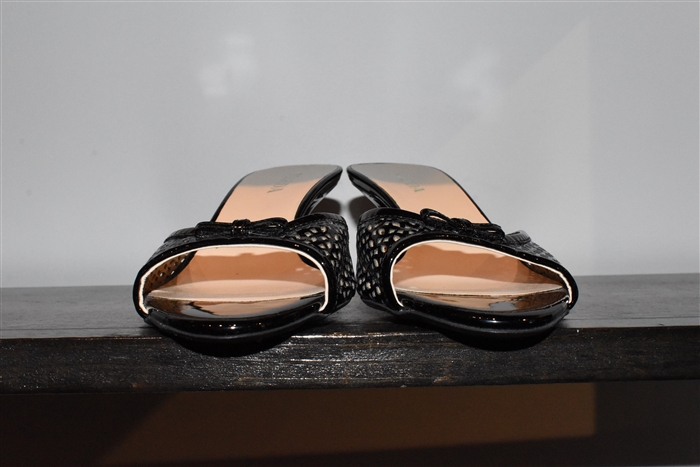Black Patent Prada Sandal, size 9