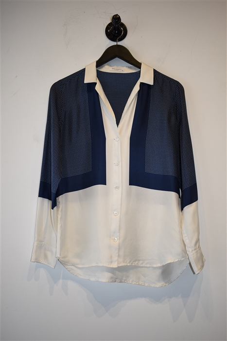 Navy & White Equipment Silk Shirt, size S