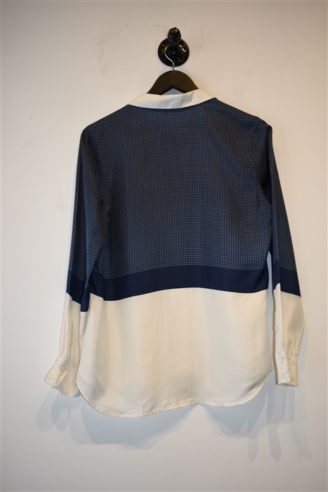 Navy & White Equipment Silk Shirt, size S