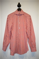 Red Gingham Kiton Button Shirt, size S