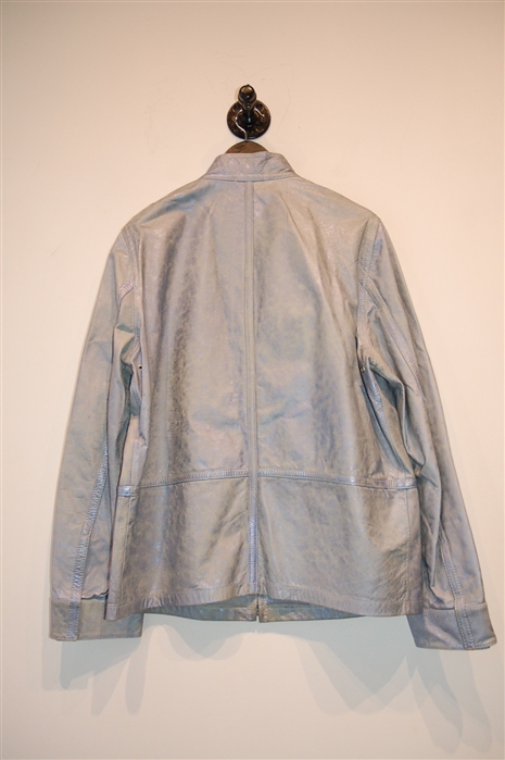 Pale Blue Hugo Boss - Boss Leather Jacket, size L