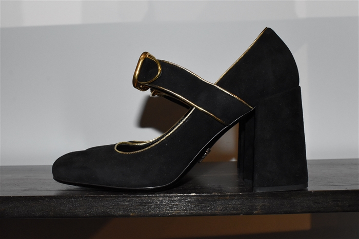 Black Suede Prada Mary Janes, size 8
