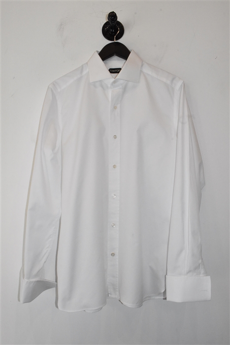 Crisp White Tom Ford Tuxedo Shirt, size L