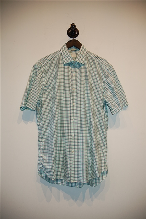 Green Check Culturata Short-Sleeved Shirt, size L