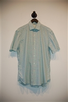 Green Check Culturata Short-Sleeved Shirt, size L