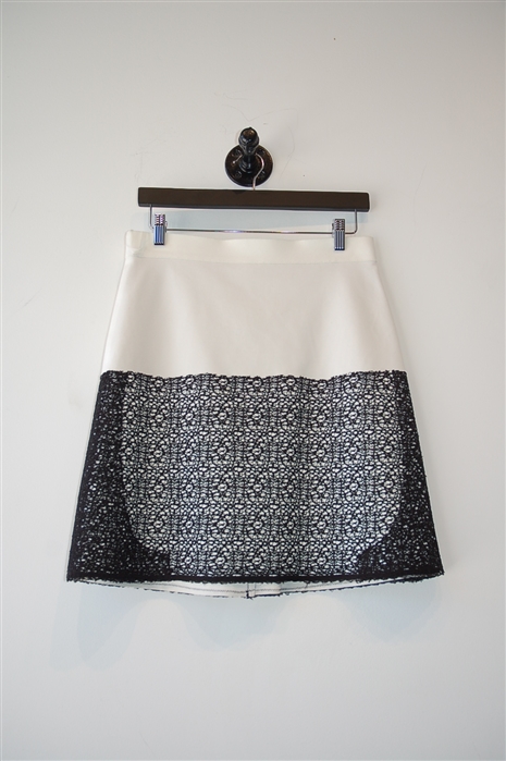 White & Black Marie Saint Pierre A-Line Skirt, size 6