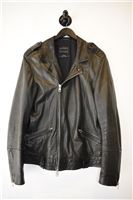 Black Leather All Saints Leather Jacket, size L